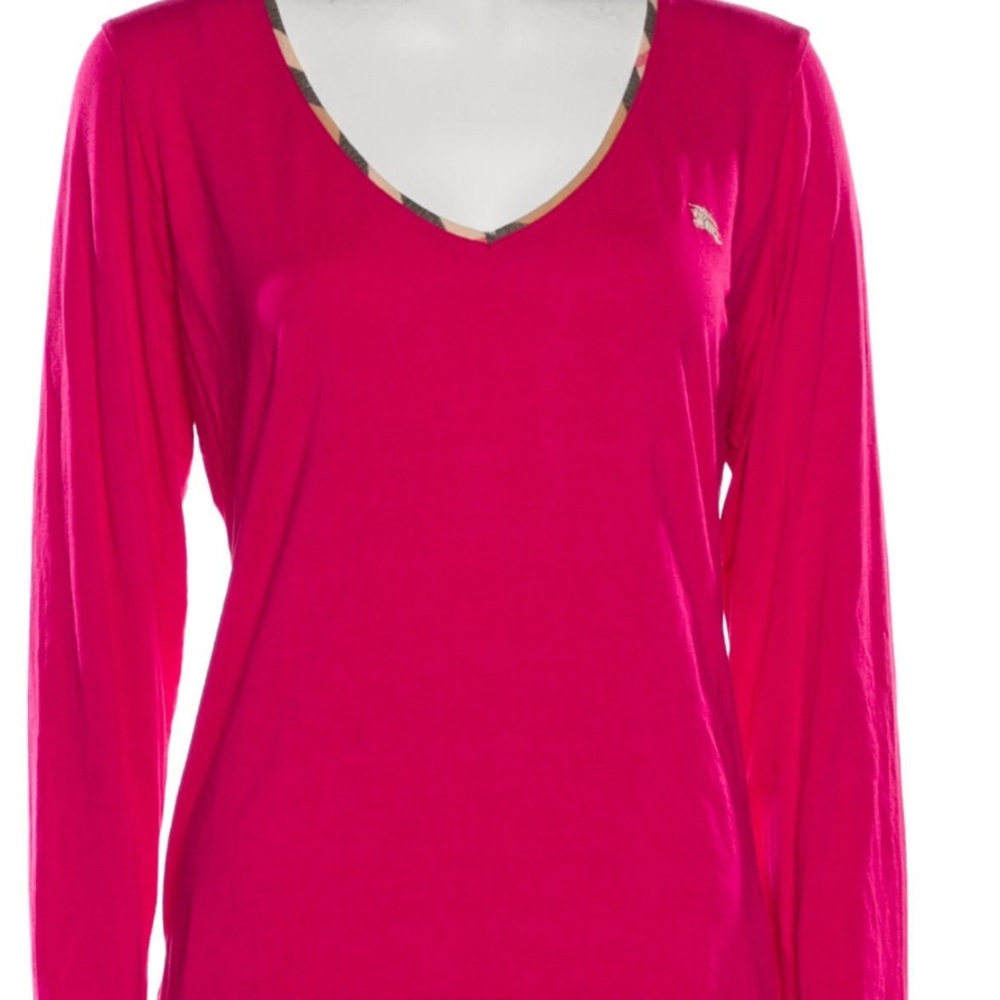 Burberry Women’s Pink London V- Neck Long Sleeve Size XXL